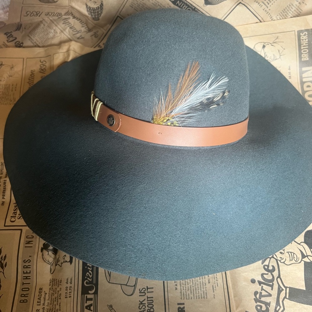 Goorin Bros wide brim feathered hat